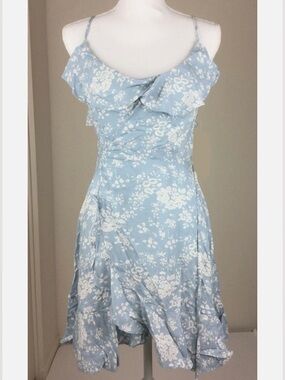 Denim & Supply Ralph Lauren Light Blue Floral Ruffle Wrap Dress